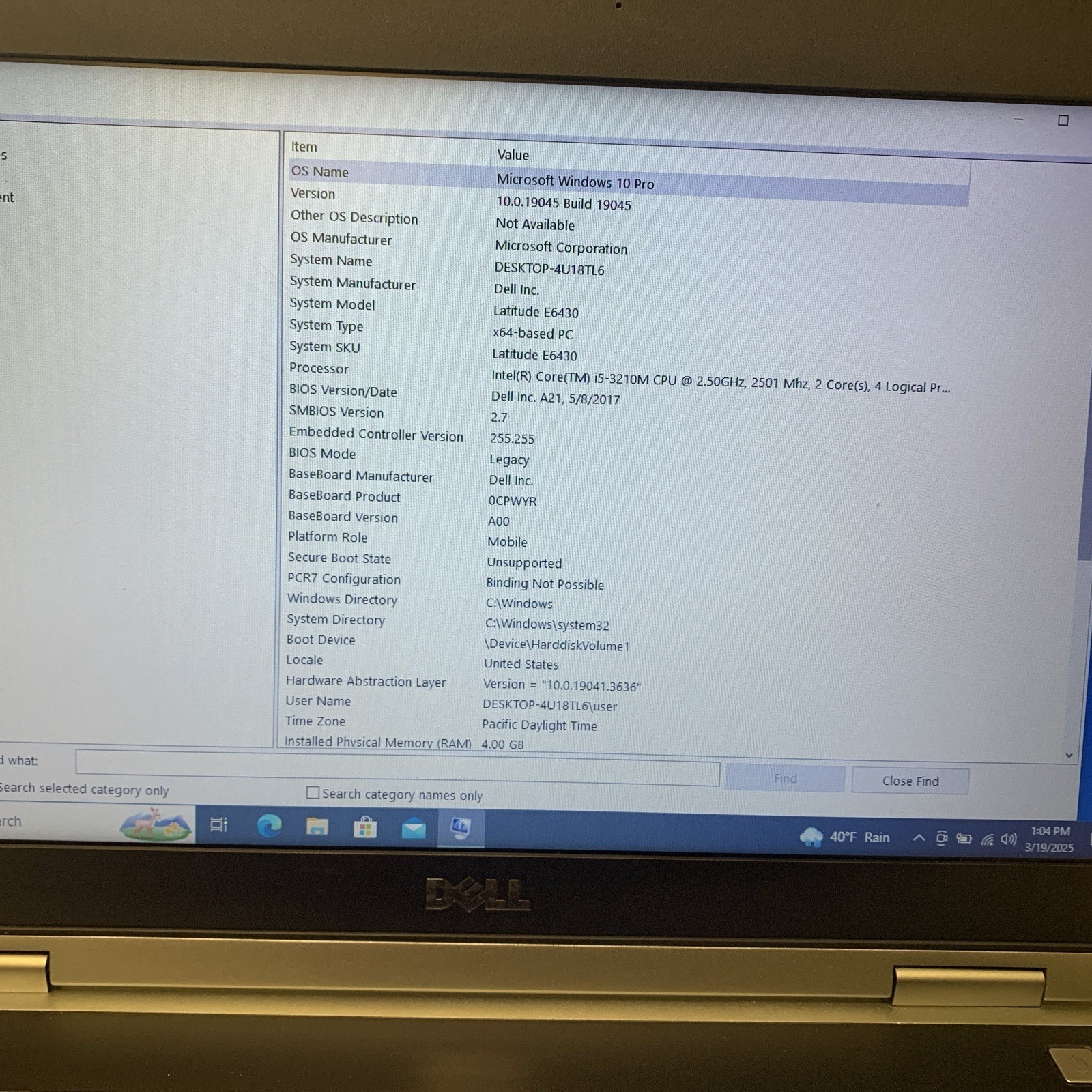 Dell Latitude E6430 Intel Core i5-3210M 2.50 GHz 4GB RAM 320 GB HHD WIN 10 pro
