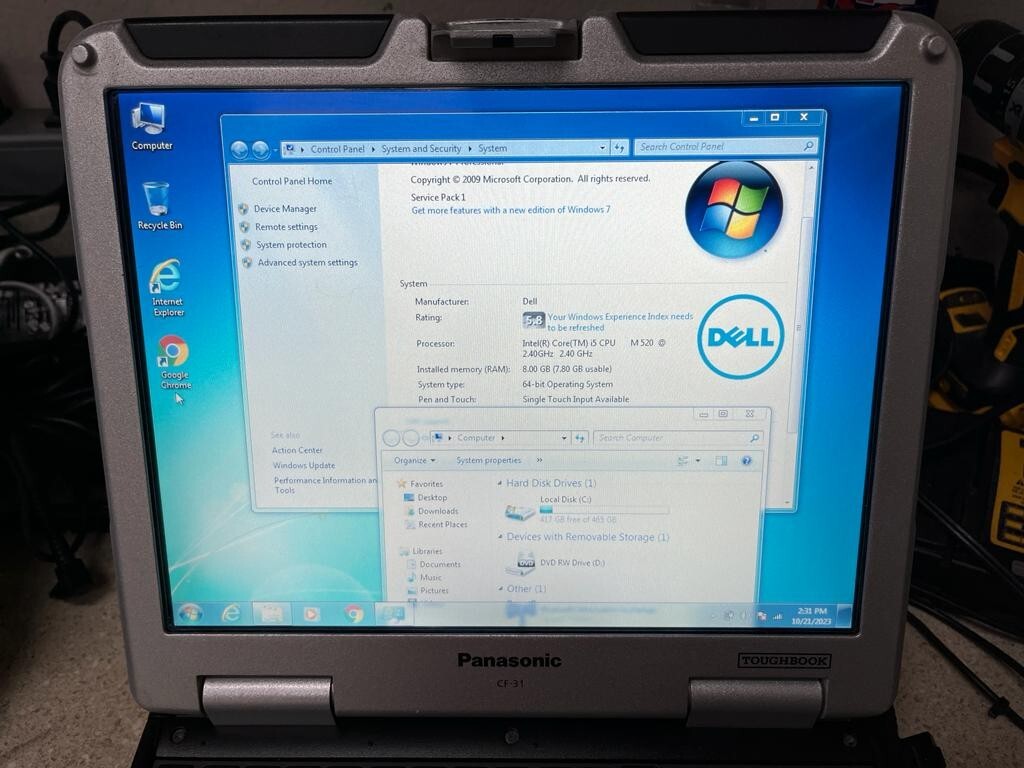 Panasonic Toughbook CF-31 MK1 i5 2.4Ghz 8gb 500gb Win7 Serial port Rugged