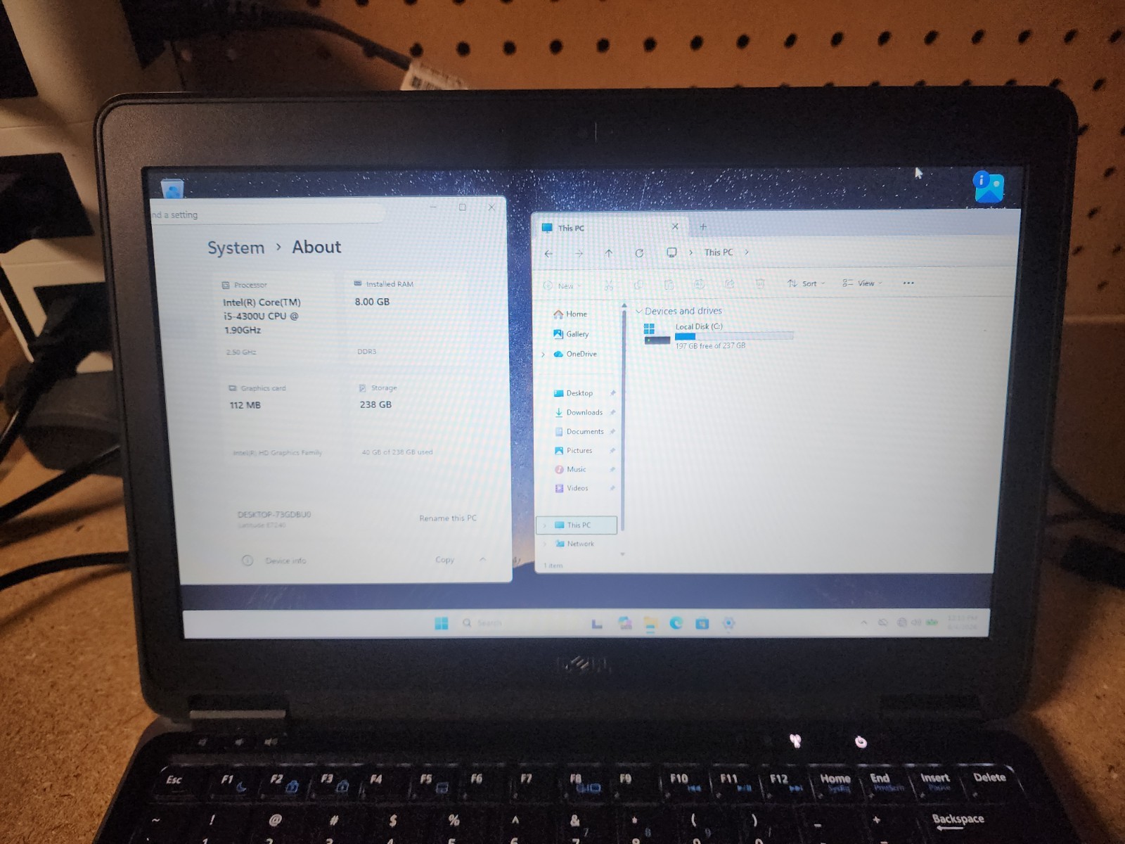 Dell Latitude E7240 i5-4300U 1.9GHz 8GB RAM 256GB SSD Win 11 Pro
