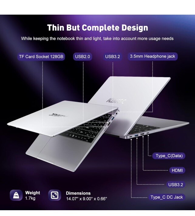 AMEMAGIC Laptop Computer 17GB DDR 512GB SSD,Quad-Core Intel N95 Processor,15.6Ip