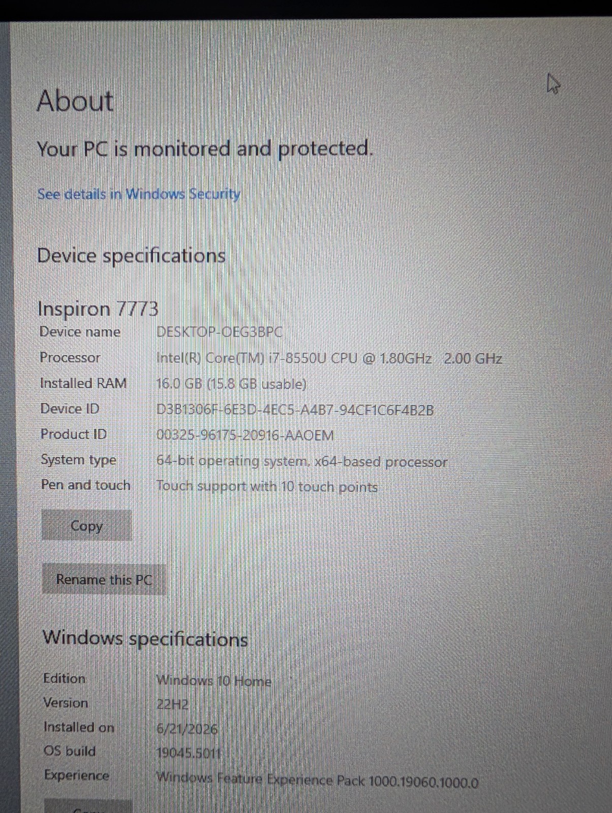 Dell Inspiron 17 17″ FHD i7 2.7GHz 16GB 1TB+512GB SSD Win 10 Silver