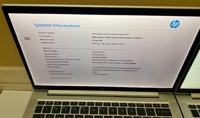 LOT 2 HP EliteBook 835 G8 AMD Ryzen 7 Pro 5850U with Radeon Graphics 16GB 512SSD