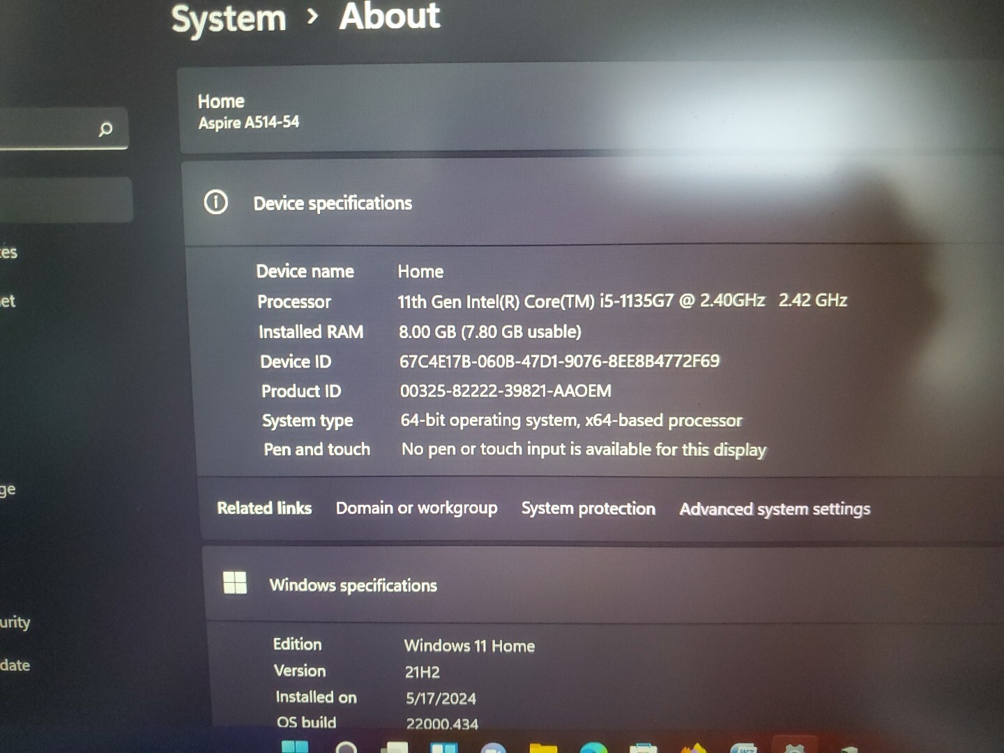 Acer Laptop A515-54 Intel Core i5-1135G7 11Gen ,256GB SSD, 8GB RAM Full HD,Win11