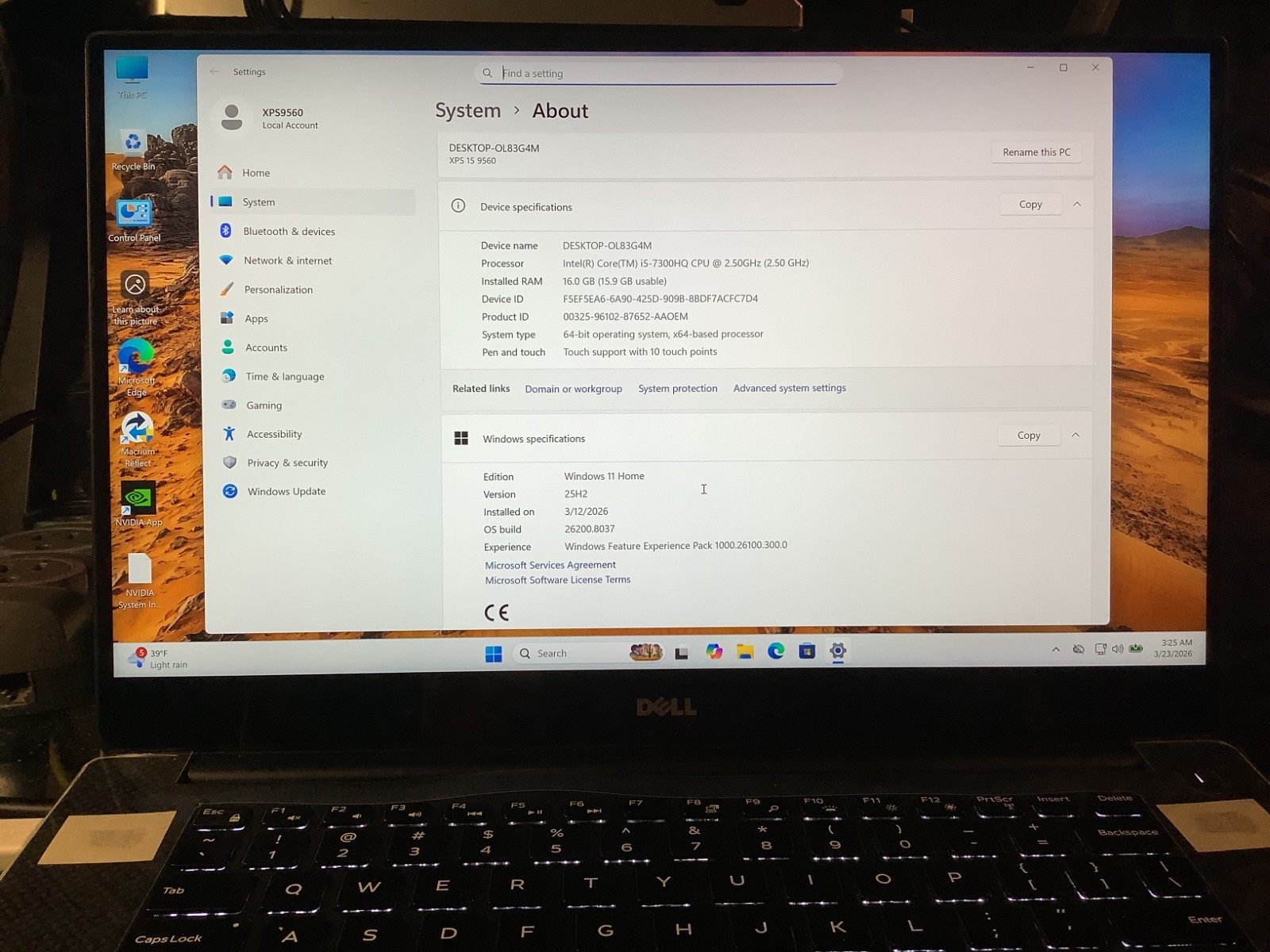 Dell XPS 9560, Touch, Game-GTX1050, i5 7300HQ, 16GB-256GB + 500 HDD, Win 11 Home