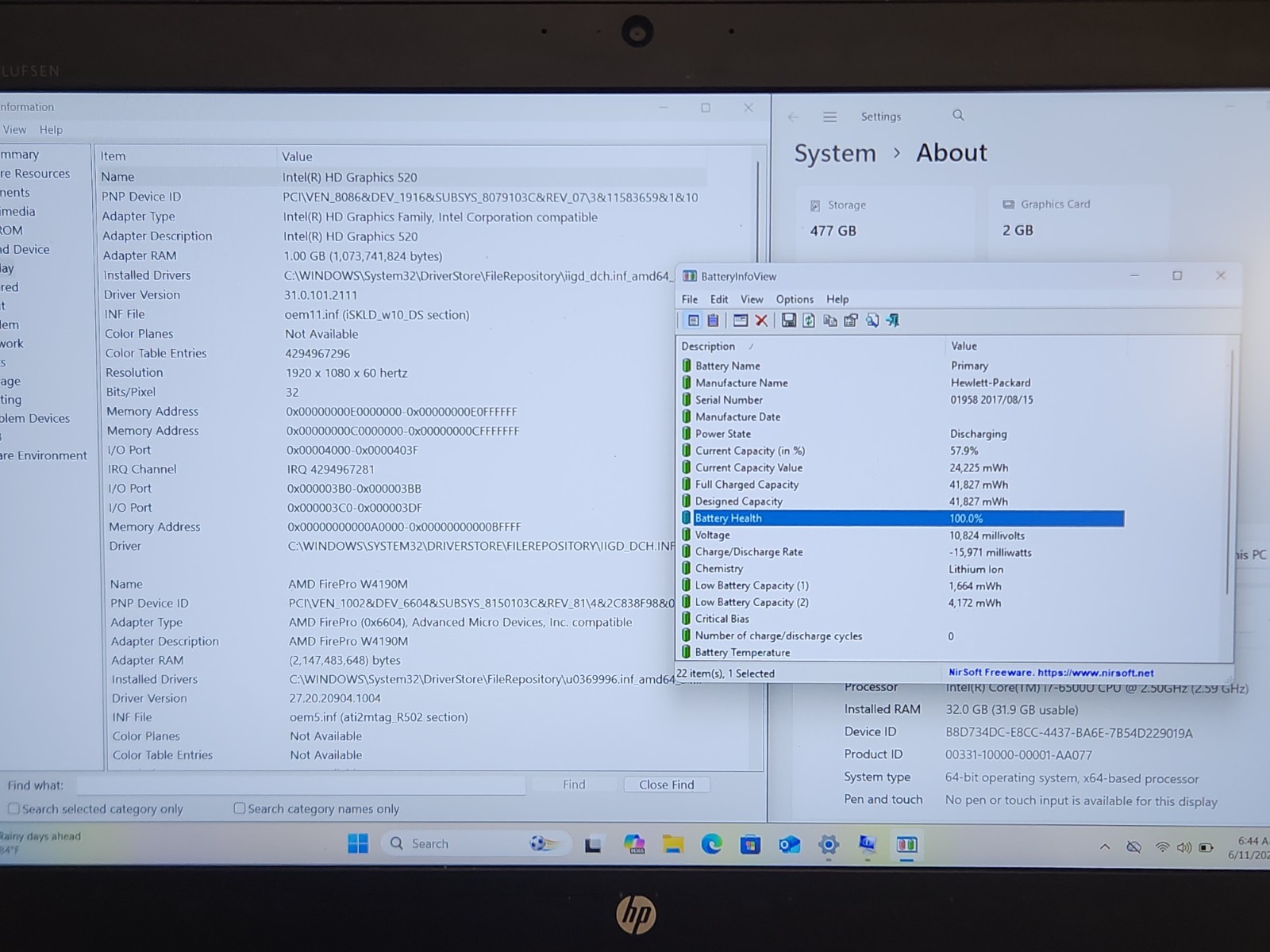 HP ZBOOK 15u G3 Workstation i7-6700HQ 2.60GHz 32GB RAM 512GB SSD W11P *READ*