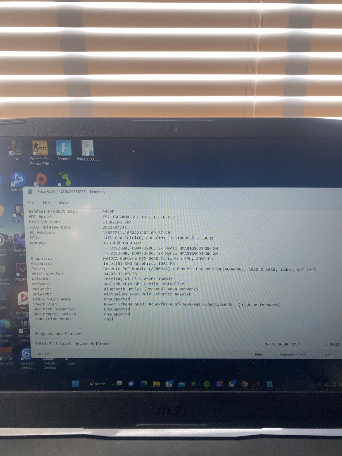 MSI Pulse GL66 RTX 3050 Ti 4GB 16DDR4 RAM 144 HZ DISPLAY