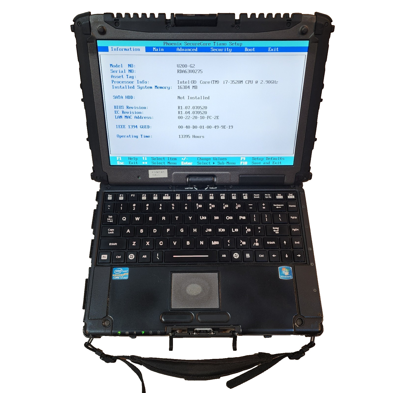 Rugged 2-in-1 Touch Getac V200-G2 Intel i7-3520M 16GB RAM Police Laptop