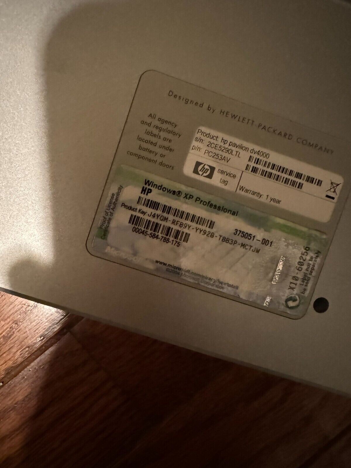 HP Pavilion dv4000 DV4165CL Laptop Intel Pentium – No HDD, No RAM, No Battery