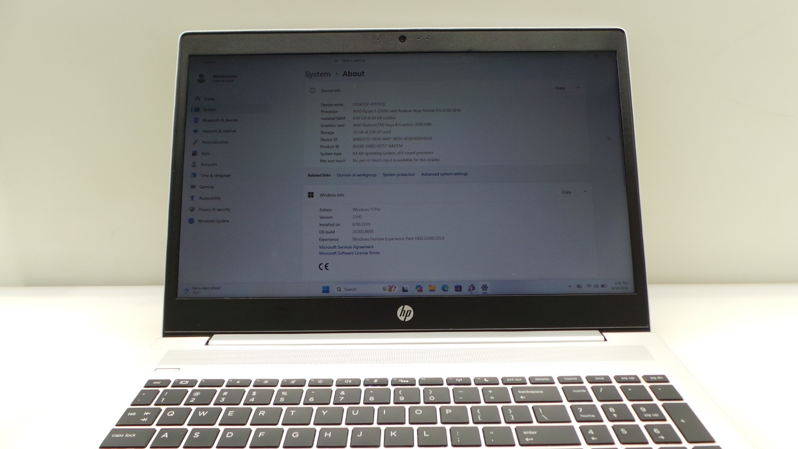 HP ProBook 455 G6 | 15.6″ | AMD Ryzen 5 2500U | 8GB RAM 256GB NVMe | WIN 11 PRO