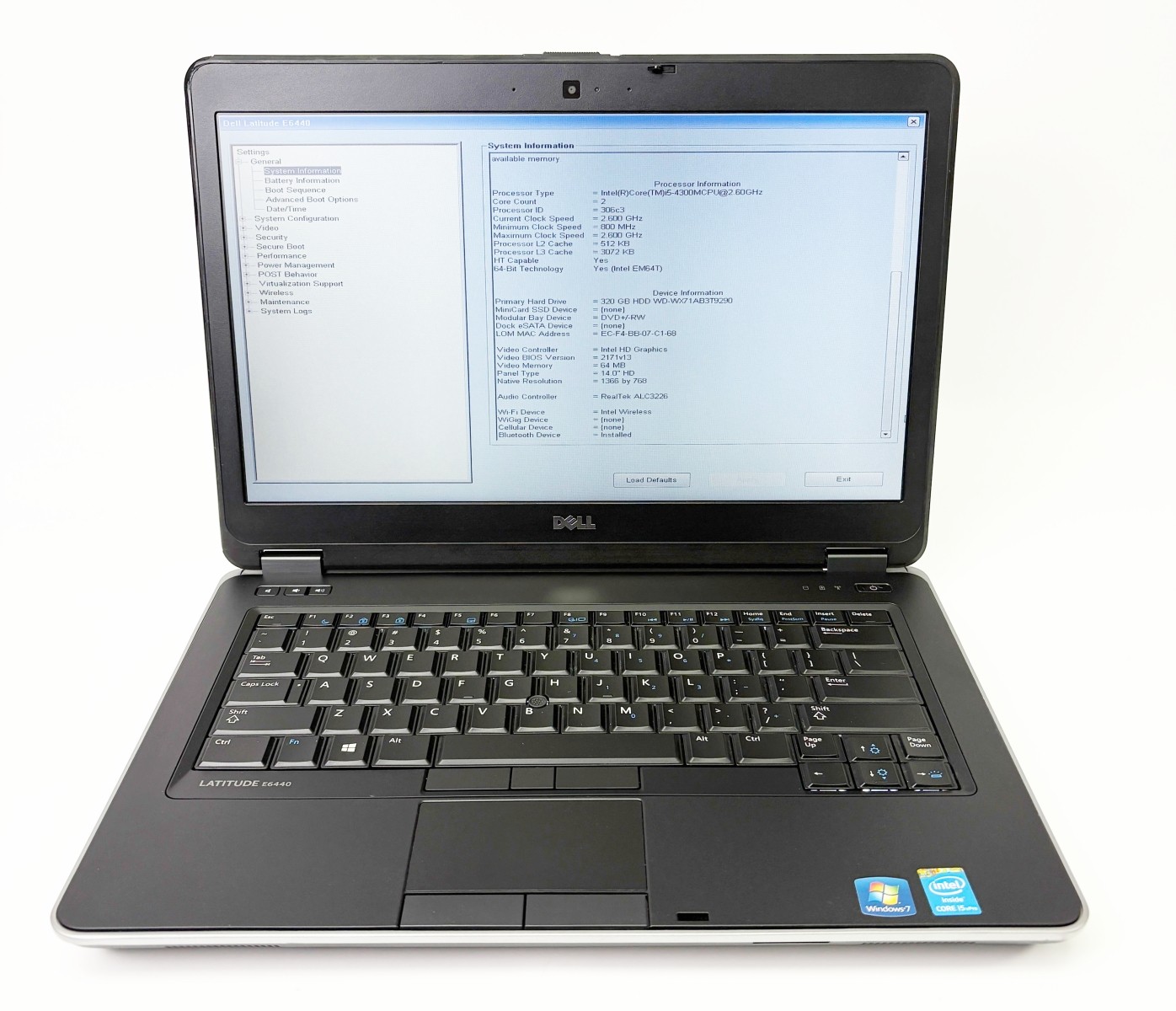 Dell Latitude E6440 14″ Laptop Intel Core i5-4300M @2.60GHz 8GB RAM 320GB HDD