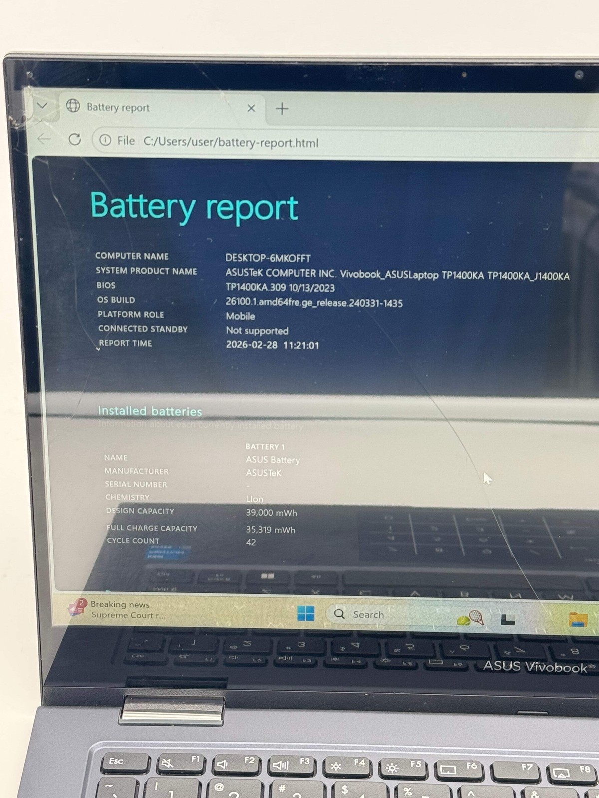 Asus VivoBook Go 14 Intel Pentium 8GB 128GB Damaged Screen For Parts