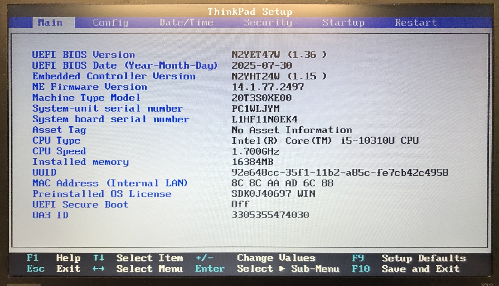 Lenovo ThinkPad X13 Gen 1 13.3″ Laptop i5-10310U 16GB RAM 512GB NVMe, As Is