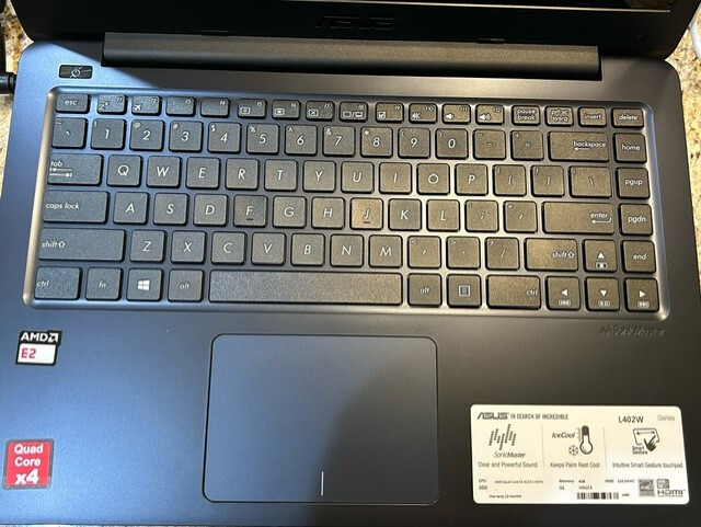 ✅ ASUS Sonicmaster L402W Laptop Computer & Charger 4GB Ram Windows 10 S AMD E2