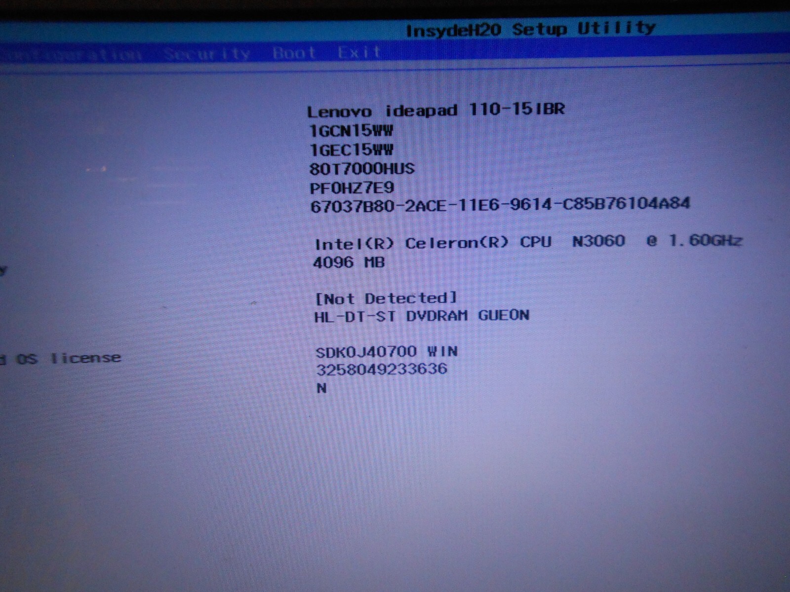 Lenovo Ideapad 110 N3060 BIOS Laptop 4GB NO OS/HDD Good Battery Part/Repair Only