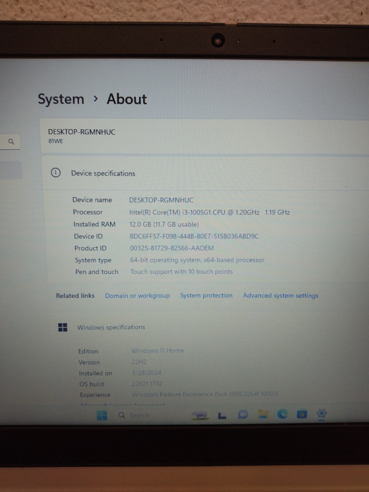 Lenovo IdeaPad 3 TOUCH 15.6″ Intel Core i3-1005G1 1.2GHz 12GB 1TB HDD BT Win11 H