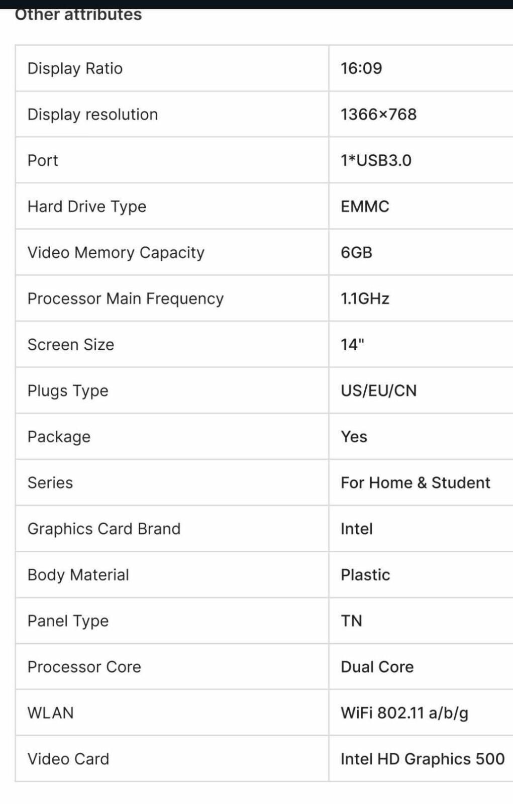 14″ INTEL CELERON N3350 WINDOW 10 PRO RAM 6 GB 64 BIT operation system OS BUILD