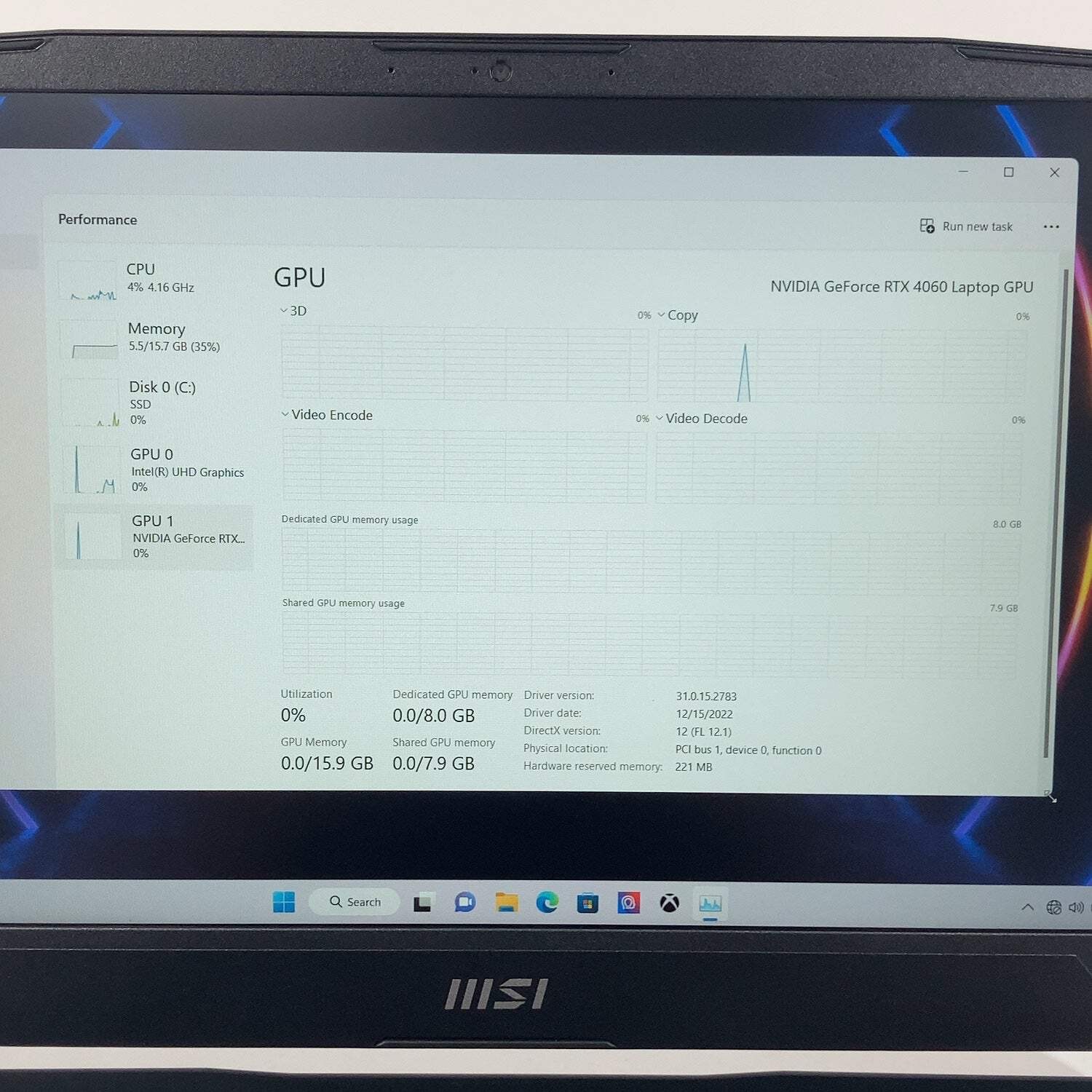 MSI Katana 15 B13VFK 15.6″ i7-13620H 2.4GHz 16GB RAM 1TB SSD GeForce RTX 4060