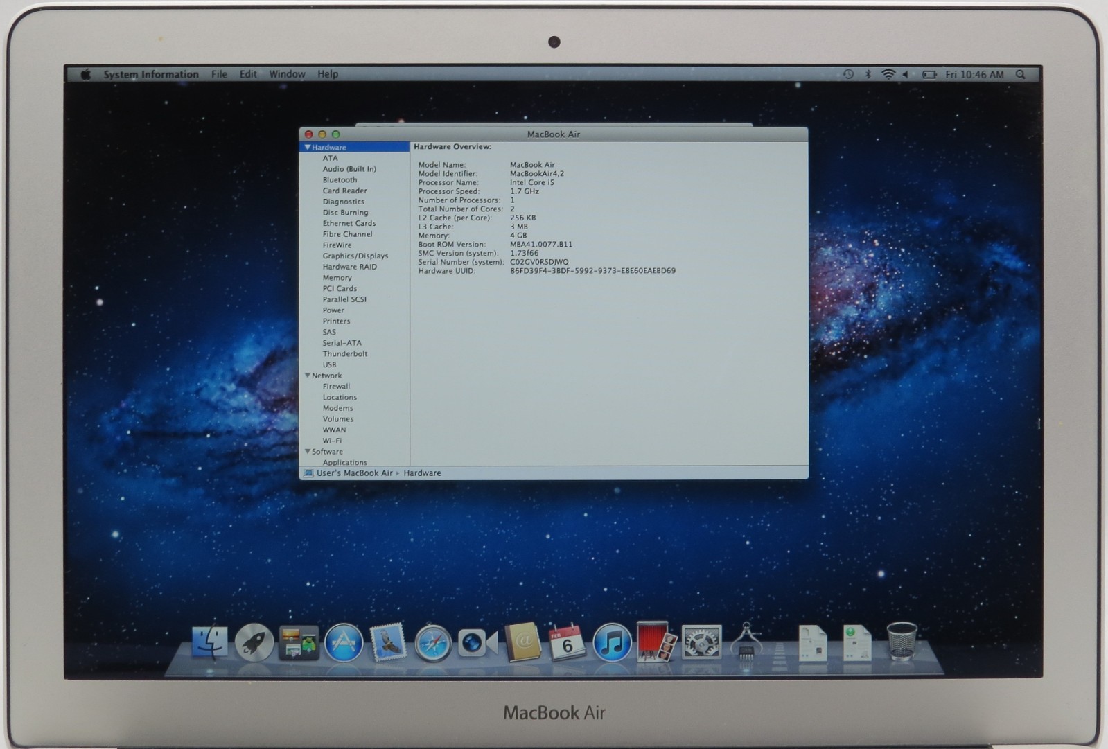 2011 MacBook Air 13″ A1369 i5-2557M @ 1.7GHz 4GB RAM 128GB SSD MacOS X