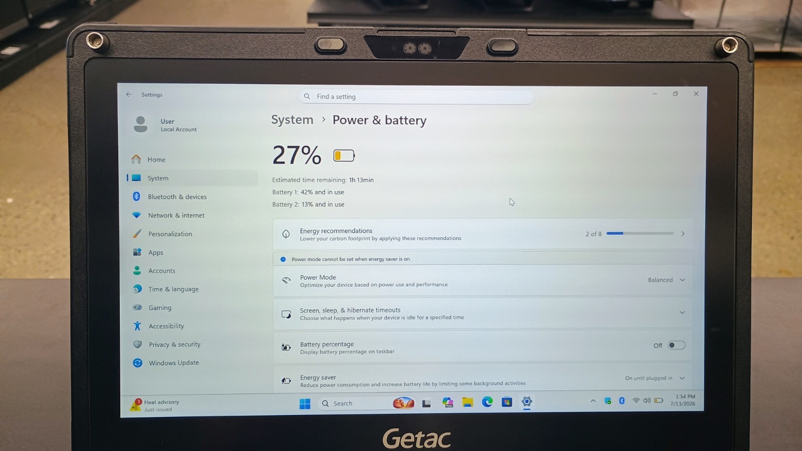 Getac V110G6 Quad Core i5-10210U 1.60GHz – 256GB SSD – 16GB – Win 11 Pro