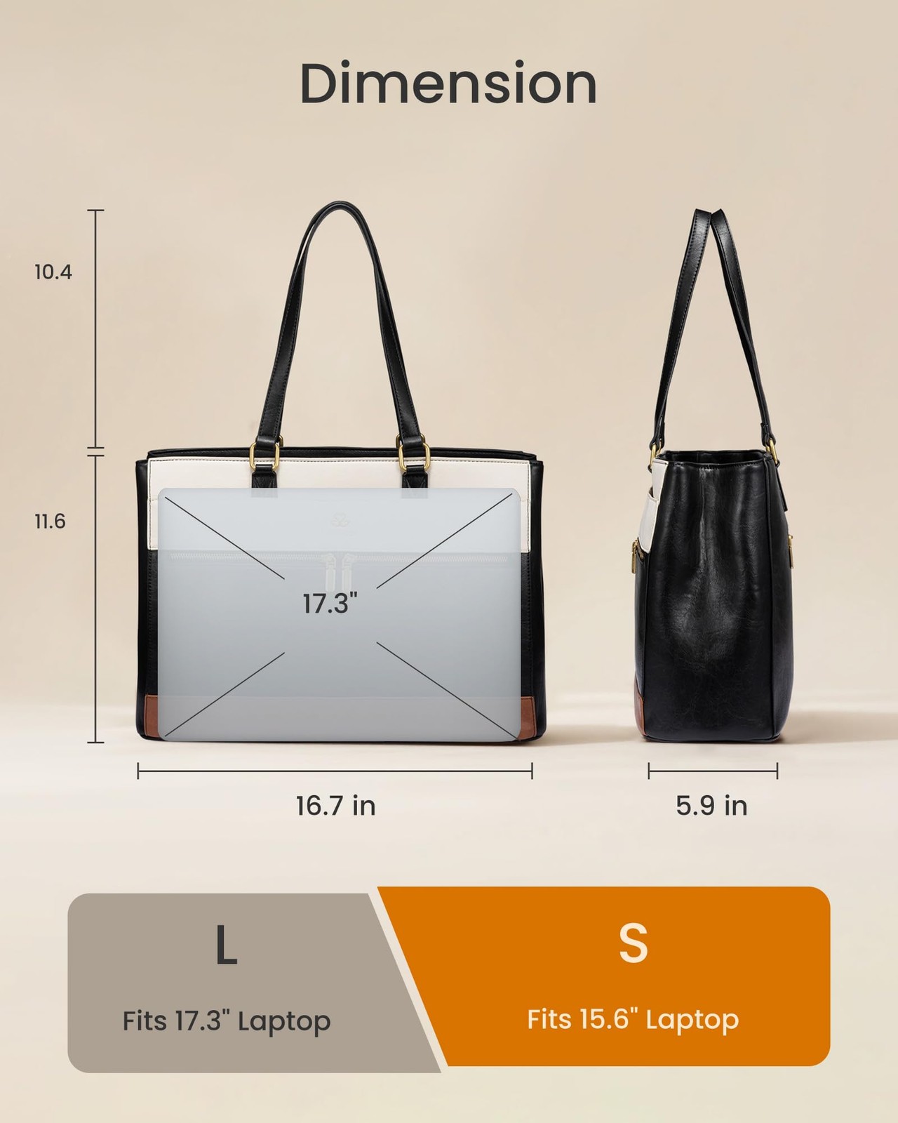 LOVEVOOK Laptop Bag for Women,15.6 Inch Vintage Work Tote Bags for Women,Leather