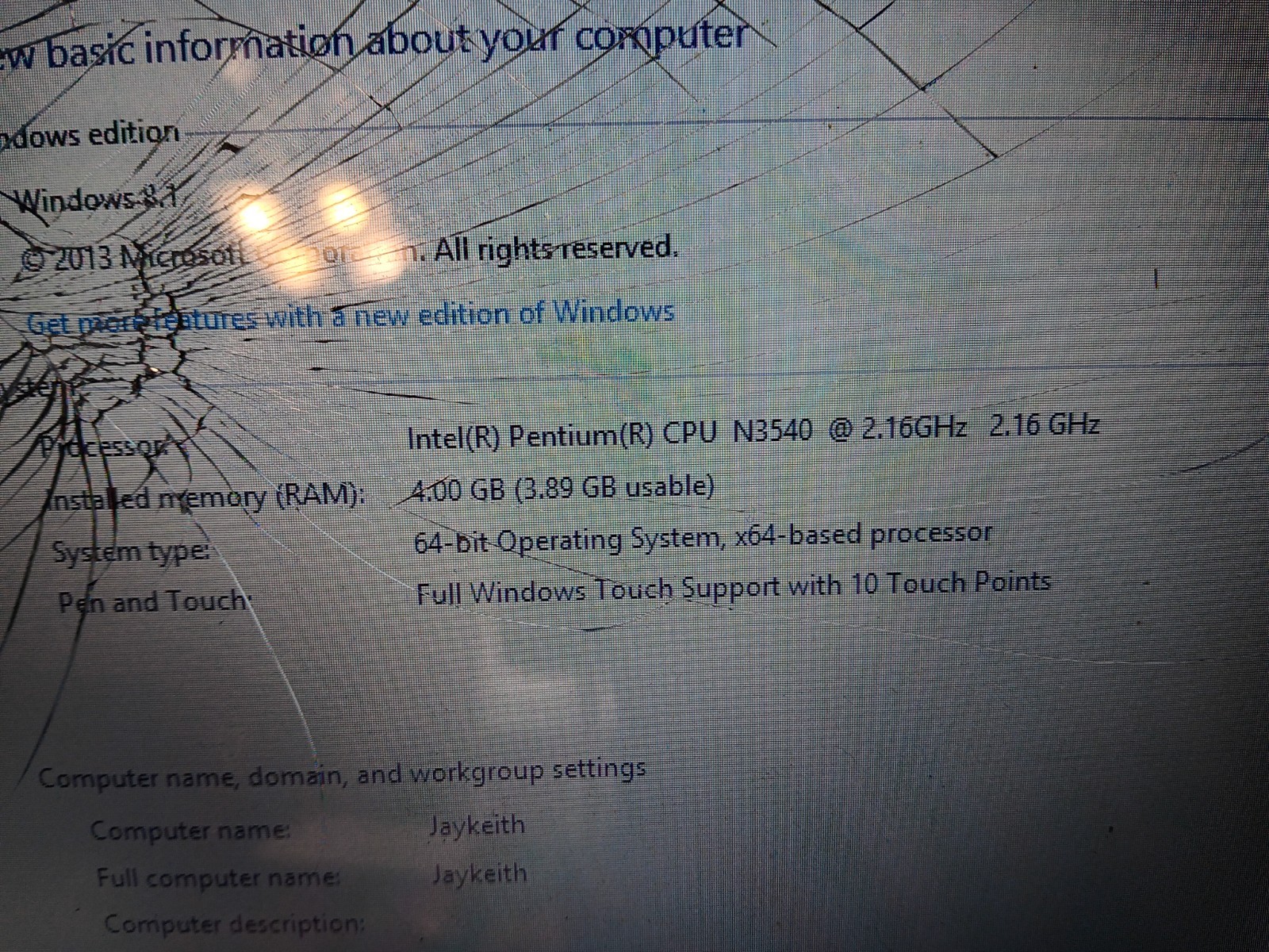HP 15-F024WM Intel Pentium N3530 2.16GHz 4GB