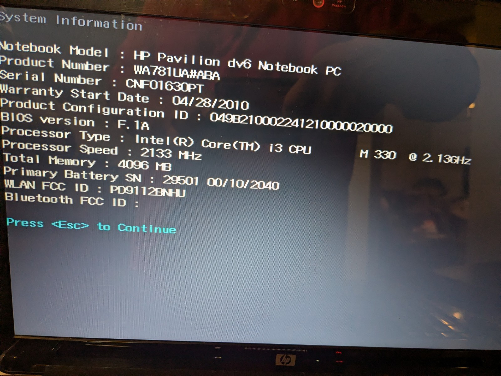 HP Pavilion dv6-2155dx Laptop 15.6″ Core i3 2.13GHz 4GB 500GB Win7 Black