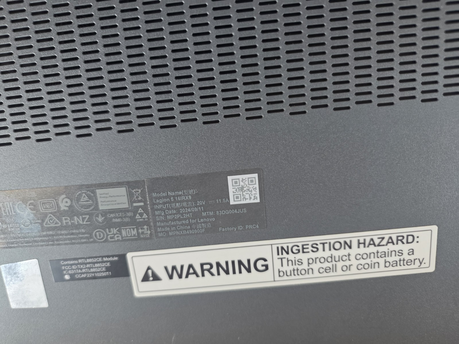 Lenovo LEGION 5 16IRX9 16″ Laptop Intel Core i9-14900HX Rtx4060 Power