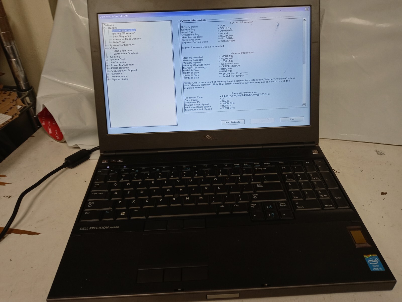 Dell Precision M4800 15.6″ FHD Laptop i5-4300 2.6GHz 8GB RAM 0GB HDD NO OS/adate