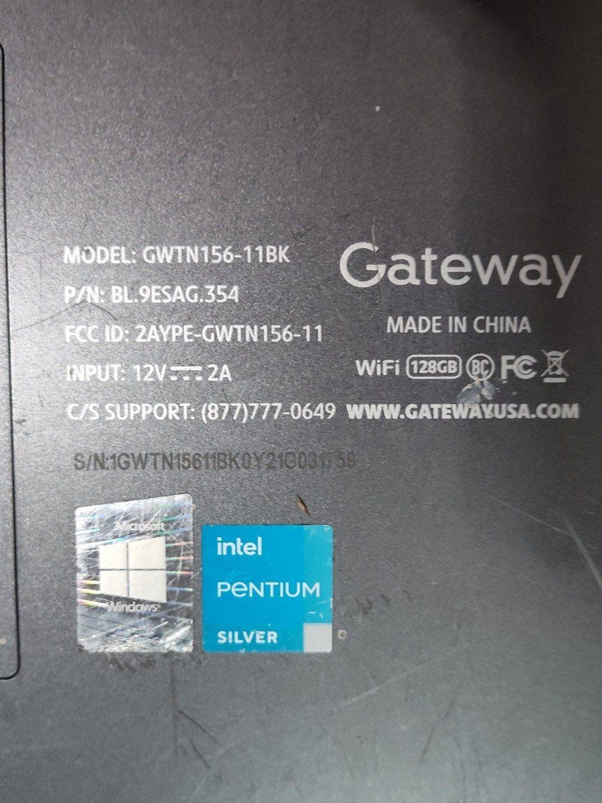 Gateway GWTN156-11BK Celeron N5020 1.10 GHZ 4GB RAM 128GB eMMC- Parts Only