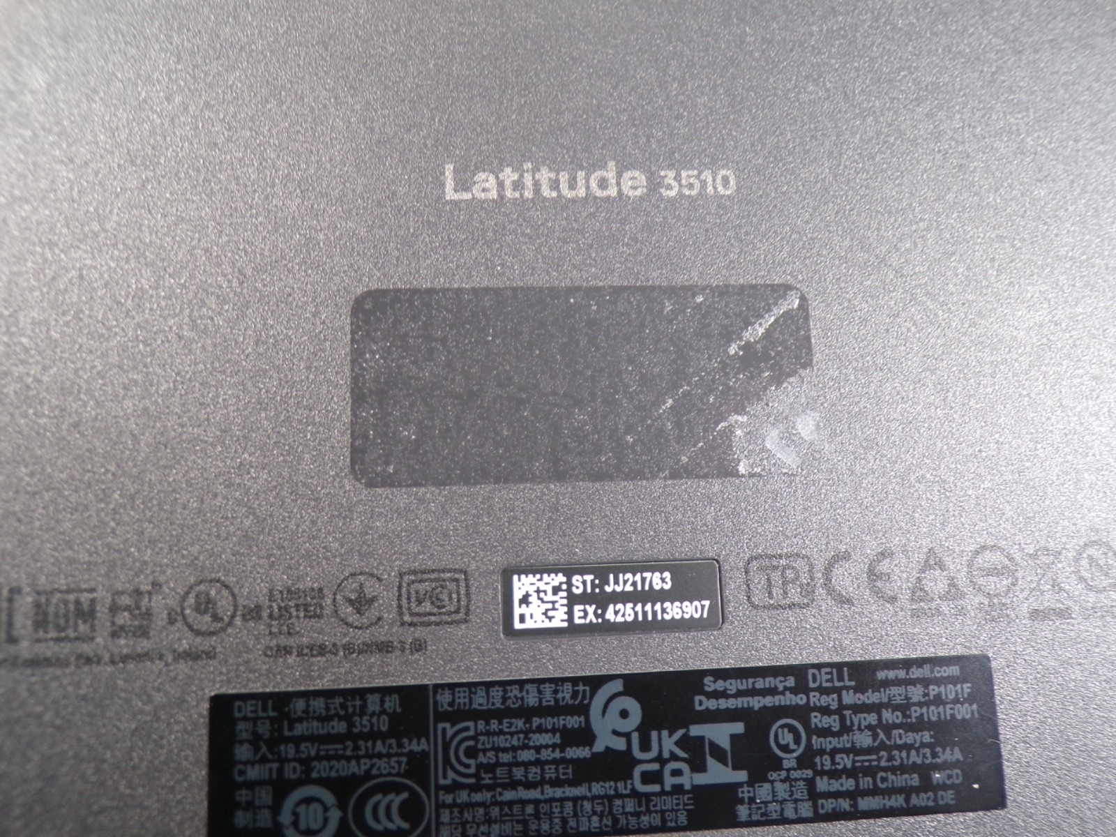 DELL LATITUDE 3510 INTEL CORE I3-10110U 4GB RAM **NO HD/ NO CADDIE/ NO OS