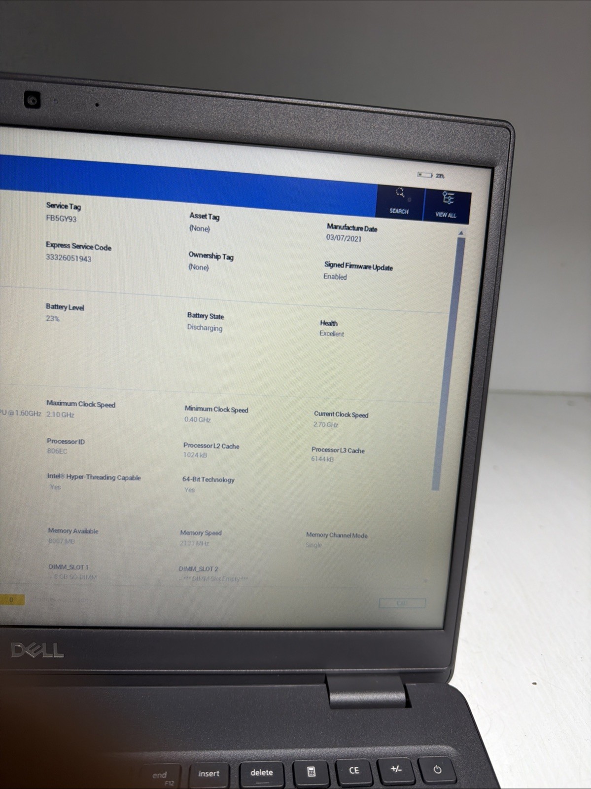 Dell Latitude 3510 15″ Laptop i5-10210U 8gb Ram No Drives Boots Bios No P/S