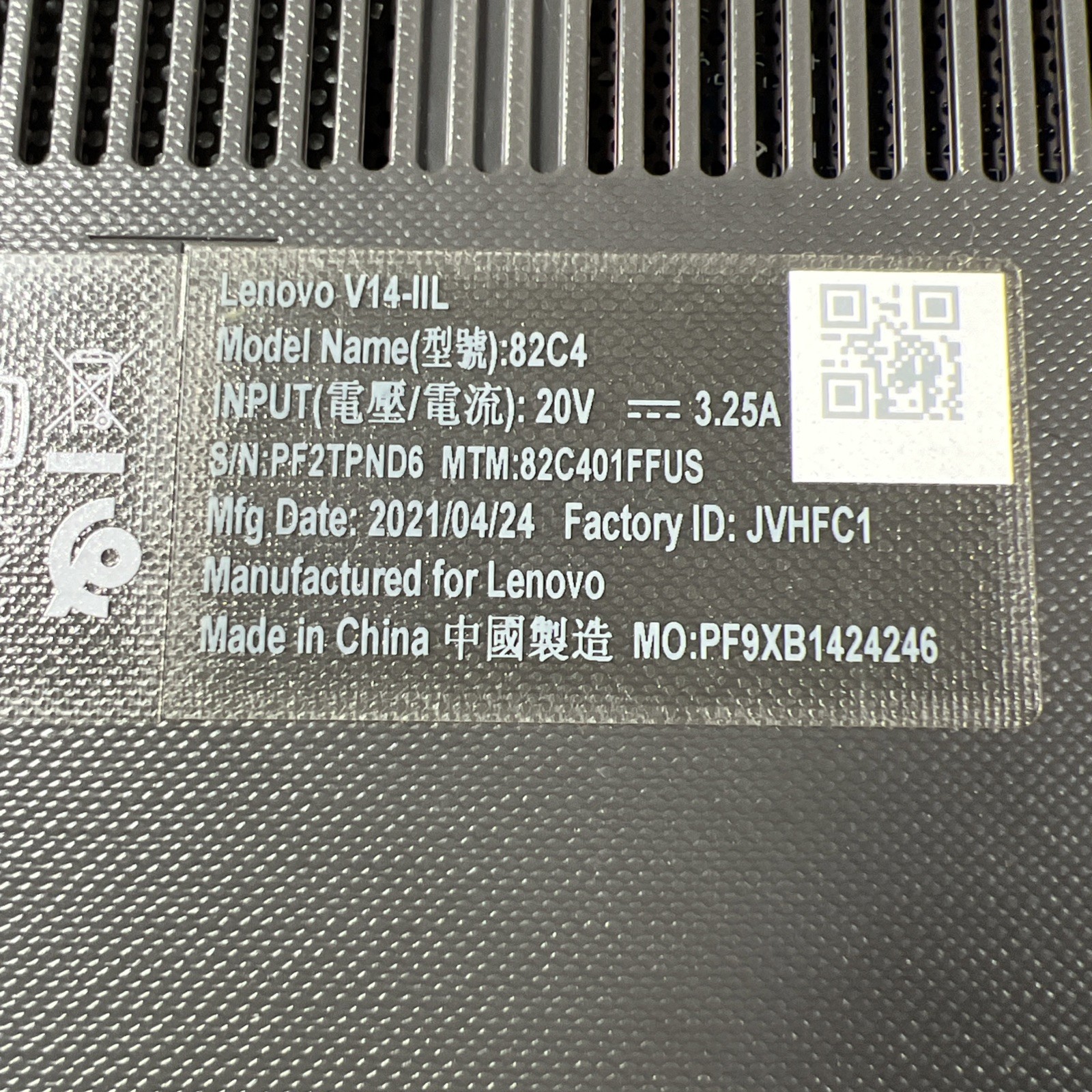 LENOVO V14-IIL INTEL CORE I3 10TH GEN 4GB RAM **UNTESTED **NO HD/ NO CADDIE