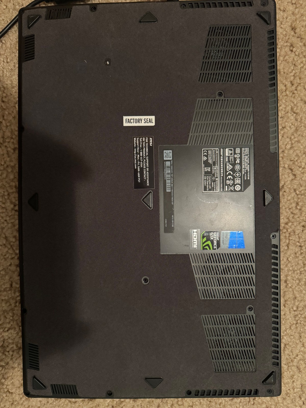 MSI GS63VR Stealth Pro 15.6″ 512GB SSD, 1TB HDD, Intel Core i7, 32GB Ram, 1060