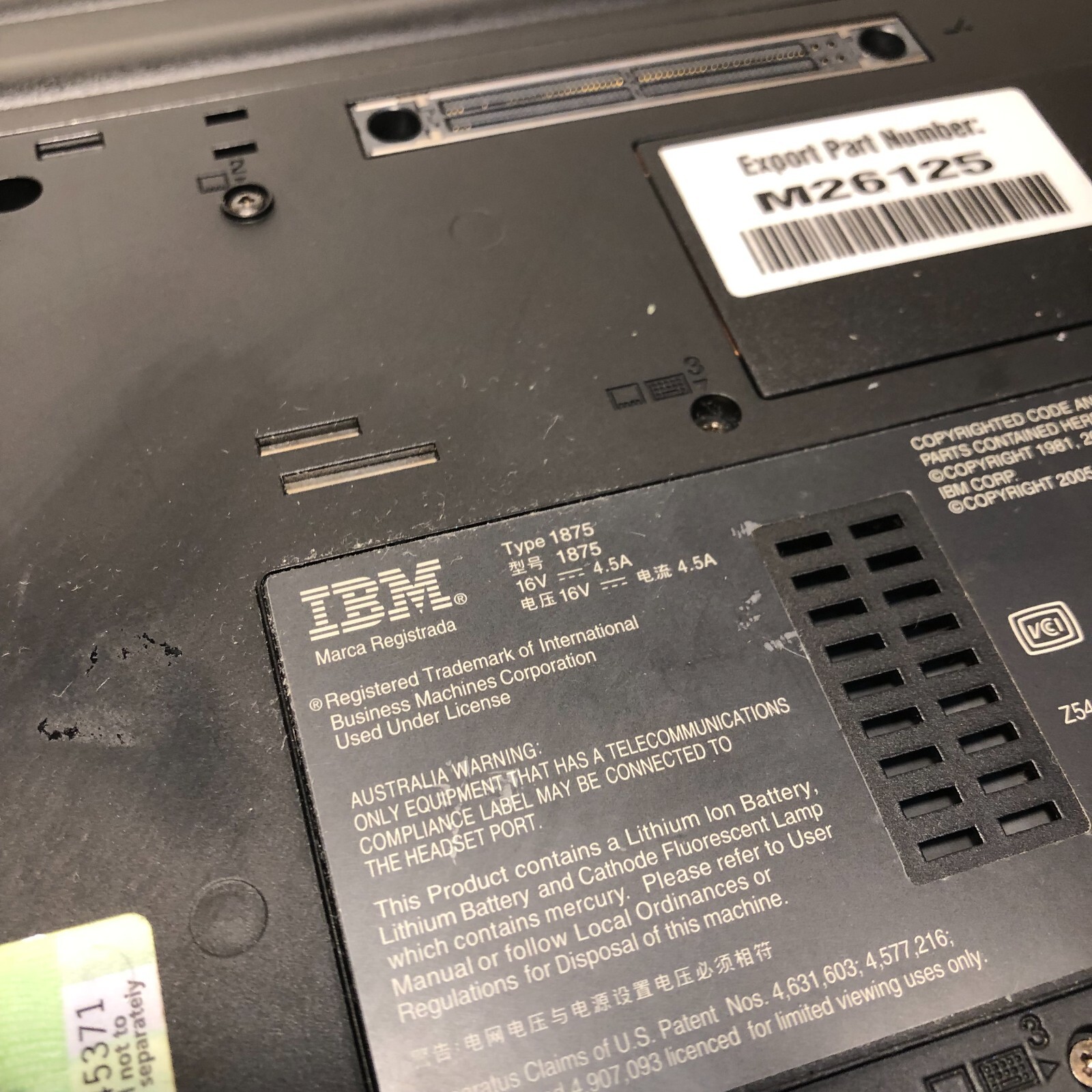 IBM Thinkpad Type 1875 Laptop Boots Up Password Locked AS IS