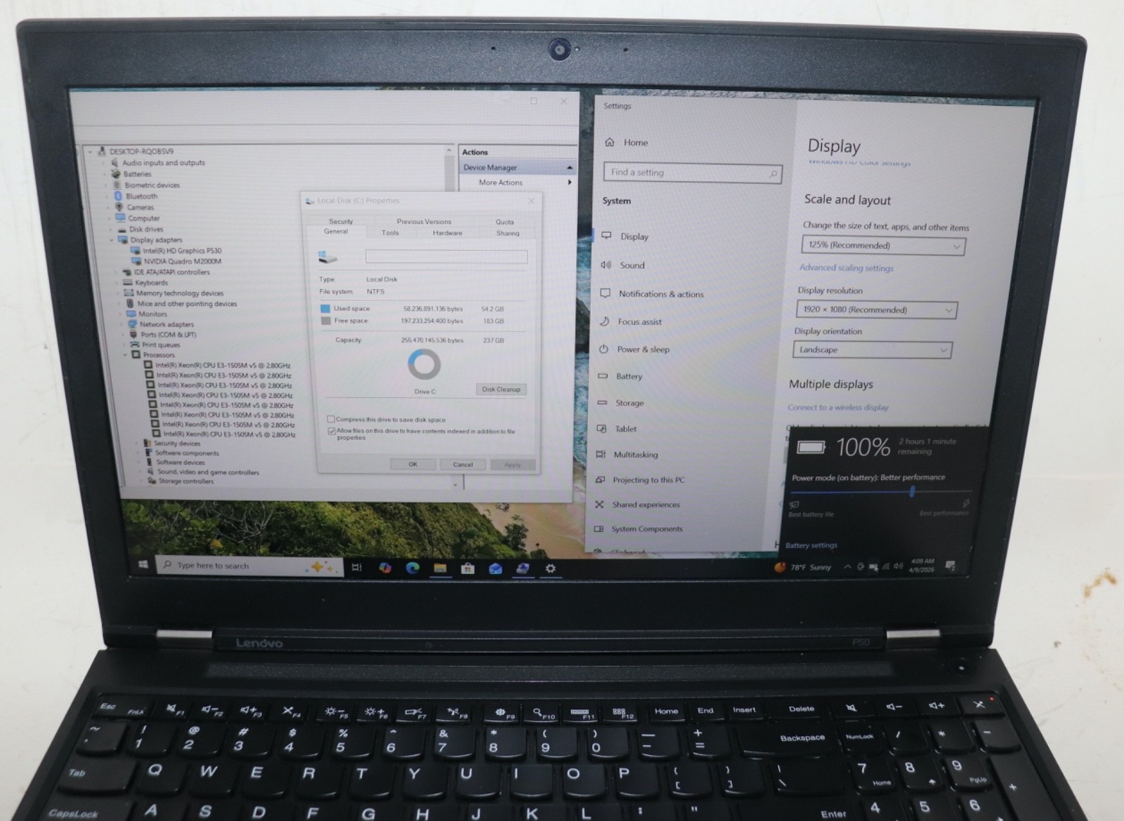 Lenovo ThinkPad P50|Intel Xeon @2.80 GHz|32GB RAM|256GB SSD|WIN10.Prof|NVIDIA