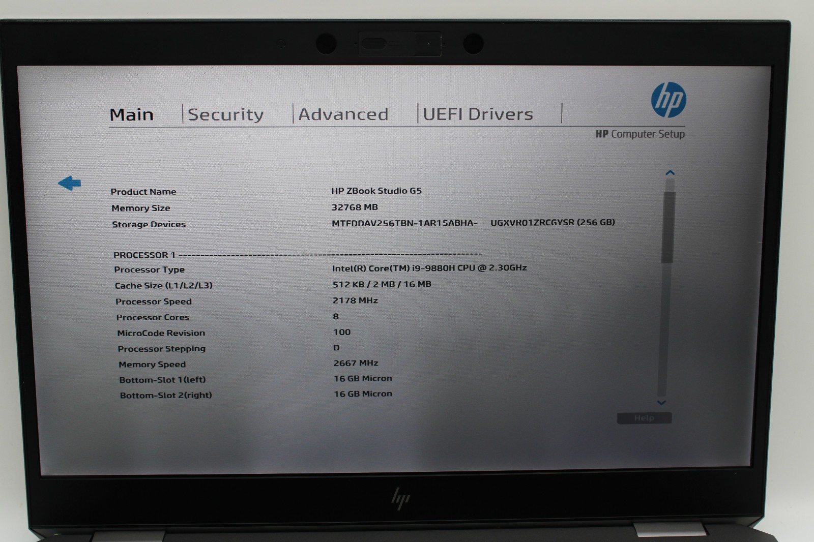 HP ZBook Studio G5 i9-9880H @ 2.3 GHz 32GB RAM 256GB SSD Win11H P2000