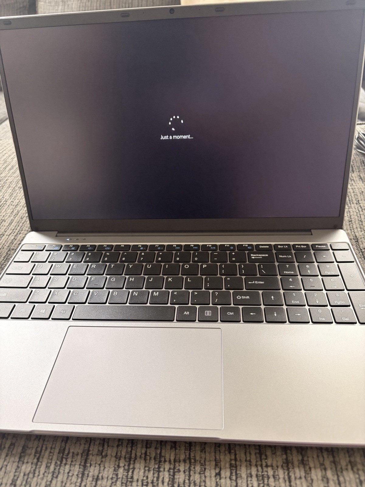 Silver Notebook Laptop PC with Built-in Webcam, Charger, Sleek Design, Portable