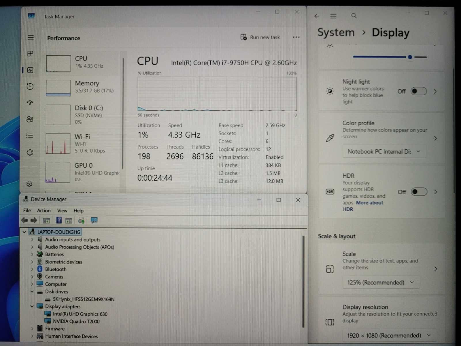 Lenovo ThinkPad P1 Gen 2 15.6″ i7-9750H 512GB NVMe SSD 32GB Win11P Quadro T2000