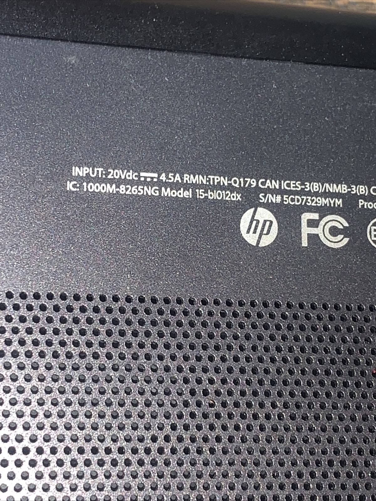 HP 15-BLO12DX INTEL CORE I7 7TH GEN NO RAM