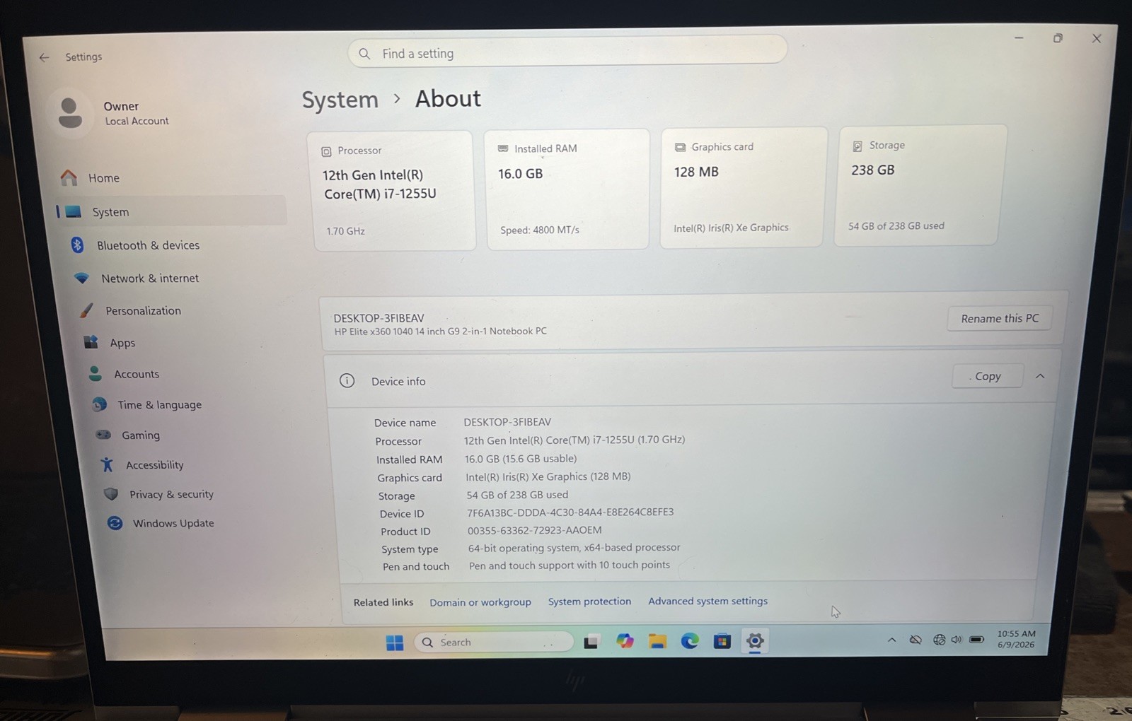 HP EliteBook x360 1040 G9 2-in-1 14″ i7-1255U@1.7GHz, 16GB RAM, 256GB M2 *READ*