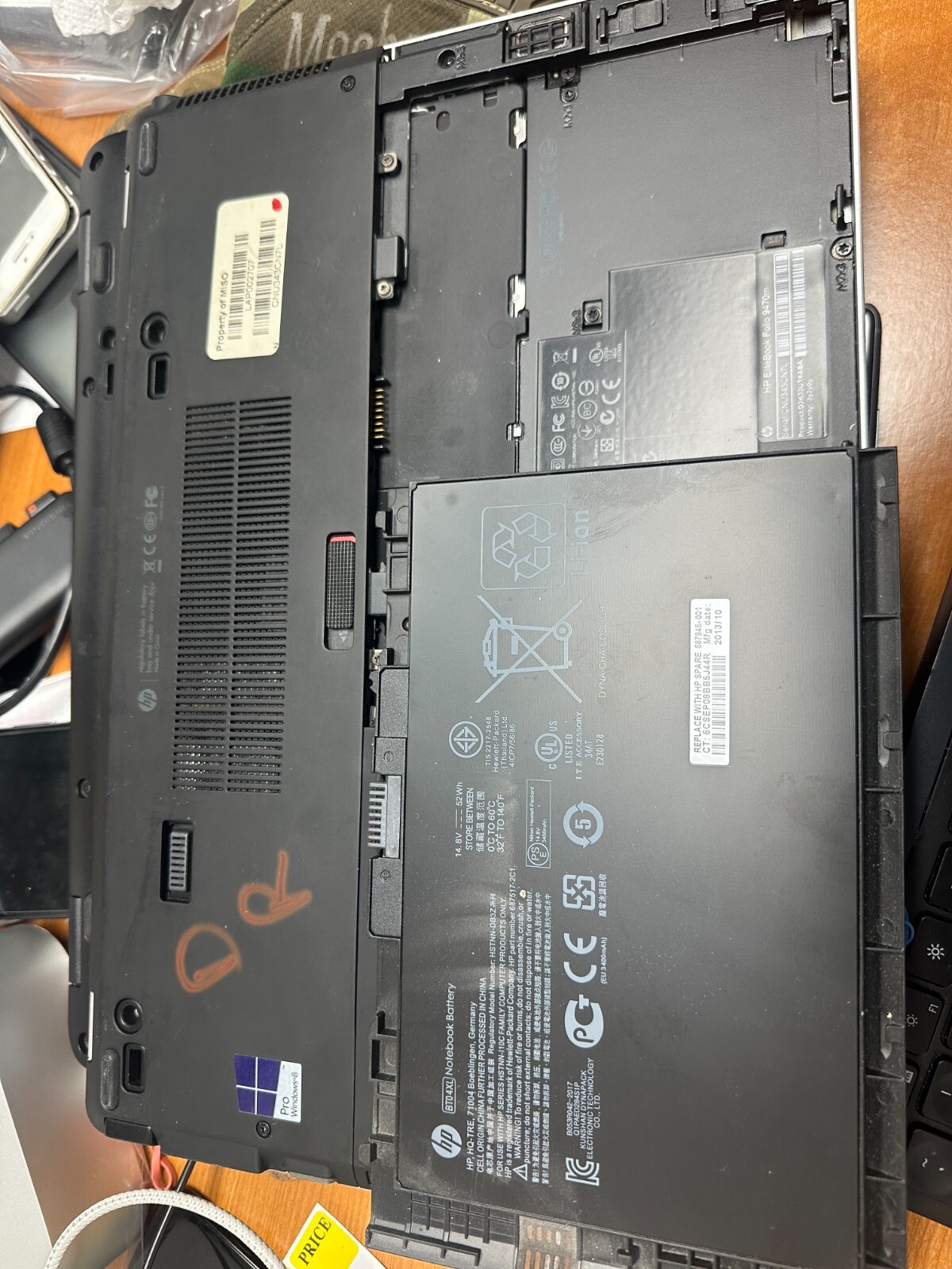 Lot! (2) hp EliteBook Folio 9470m i5-3437U 1.90 4GB Ram No SSD/OS/Batt Laptops