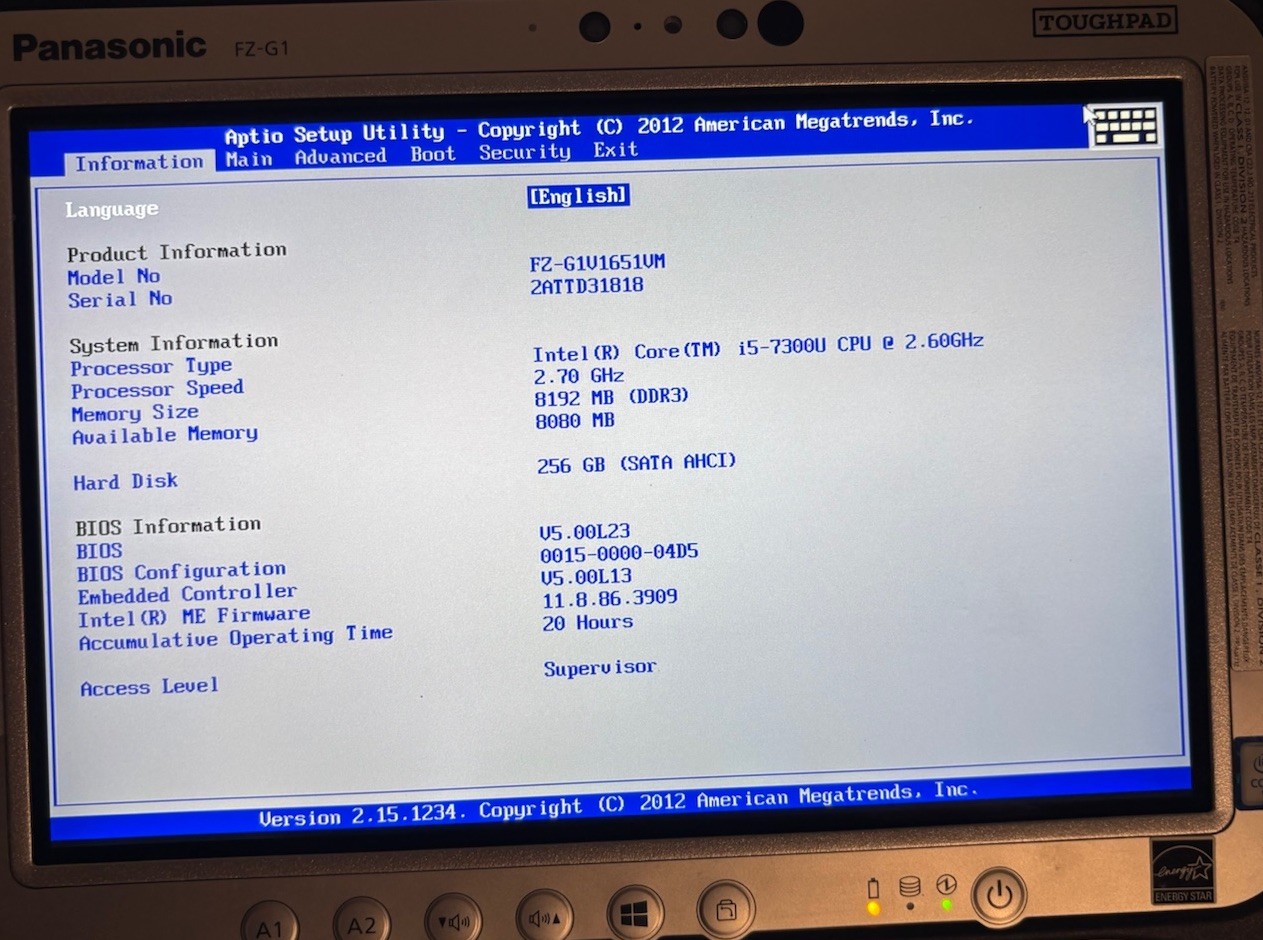 Panasonic Toughpad FZ-G1 MK5, 10.1″ i5-7300U 8GB 256GB SSD 4G LTE Barcode