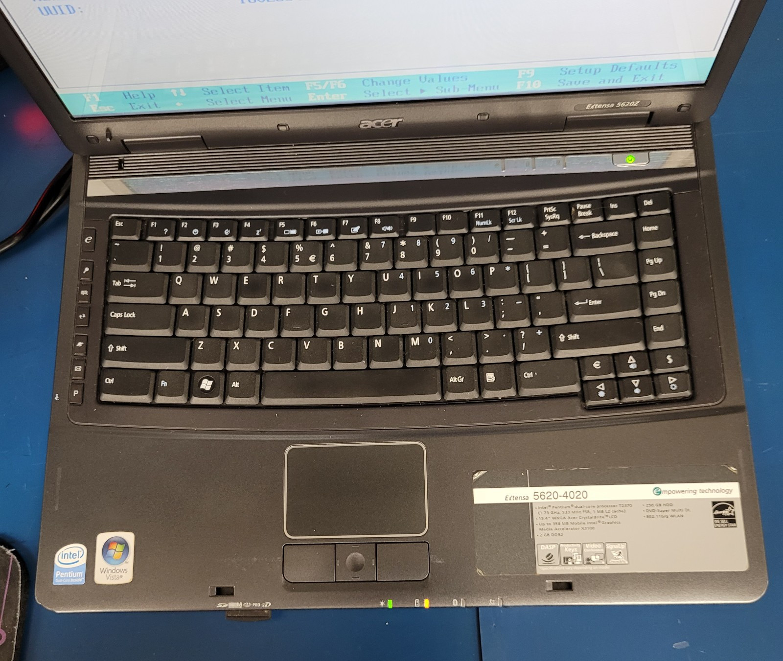 Acer Extensa 5620-4020 Intel Pentium T2370 @1.73GHz No HDD No Charger