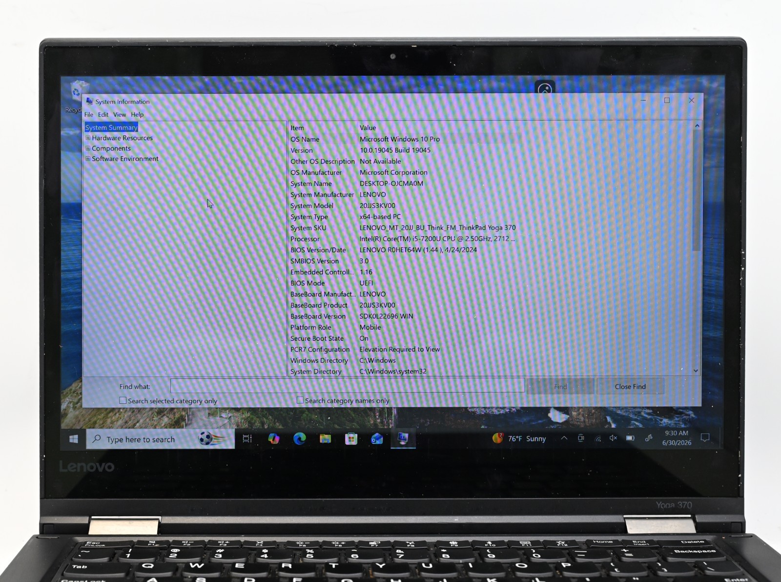Lenovo Thinkpad Yoga 370 (2-in-1) i5-7200u 2.5GHz 8GB RAM 128GB SSD Windows 10 P