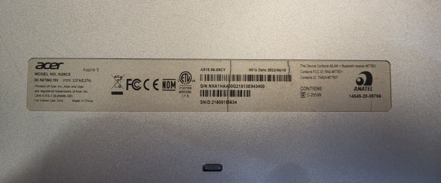 Acer Aspire 5 A515-56 Intel i5 11th Gen 12GB / 256GB 15.6″ Laptop