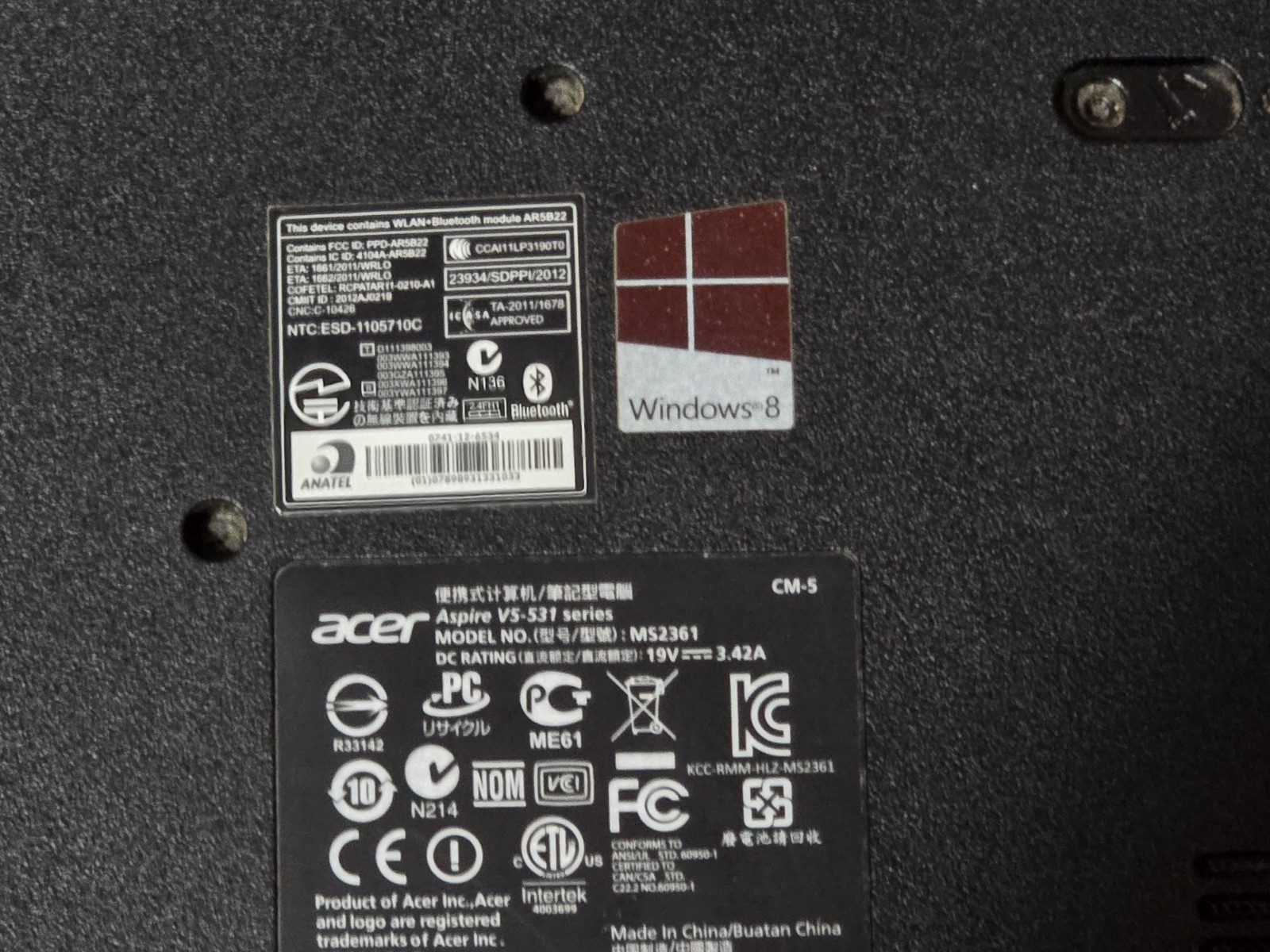 Acer Aspire V5-531 (MS2361) – Pentium 987, 2GB DDR3 RAM, 320GB HDD **FOR PARTS**
