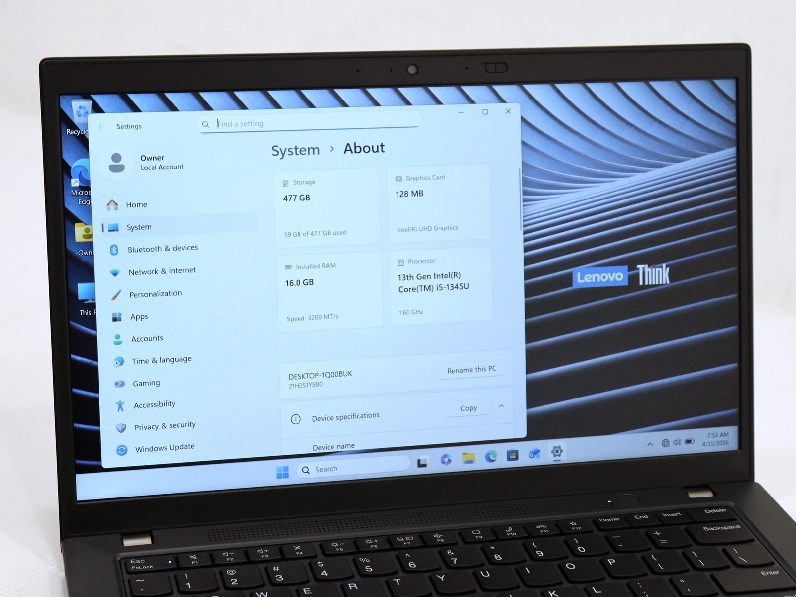 Lenovo ThinkPad L14 Gen 4 14.0″ i5-1345U 16GB 512GB NVMe W11P + Warranty 2027