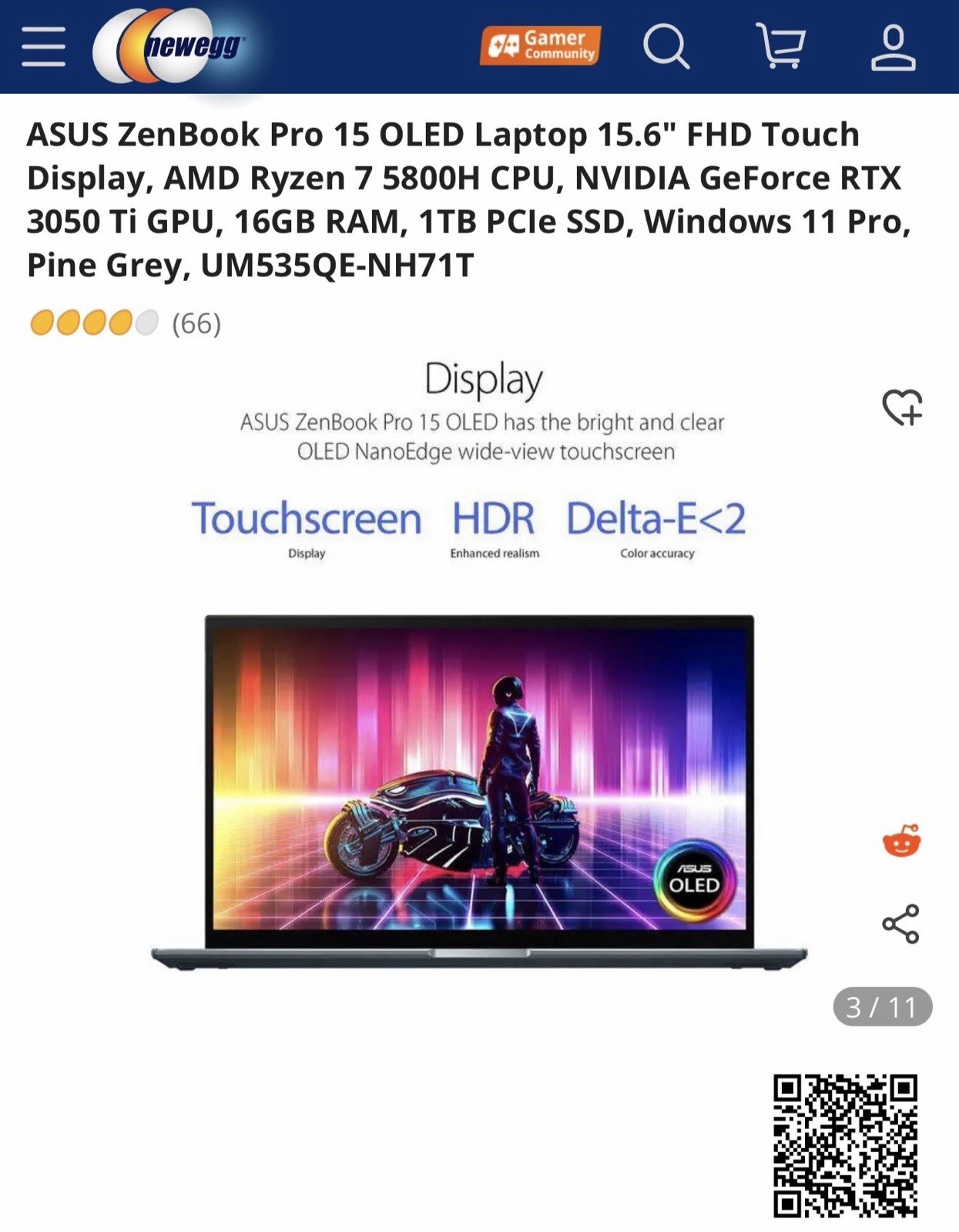 ASUS ZenBook Pro 15 OLED Laptop 15.6″ FHD Touch Display, AMD Ryzen 7 5800H CPU