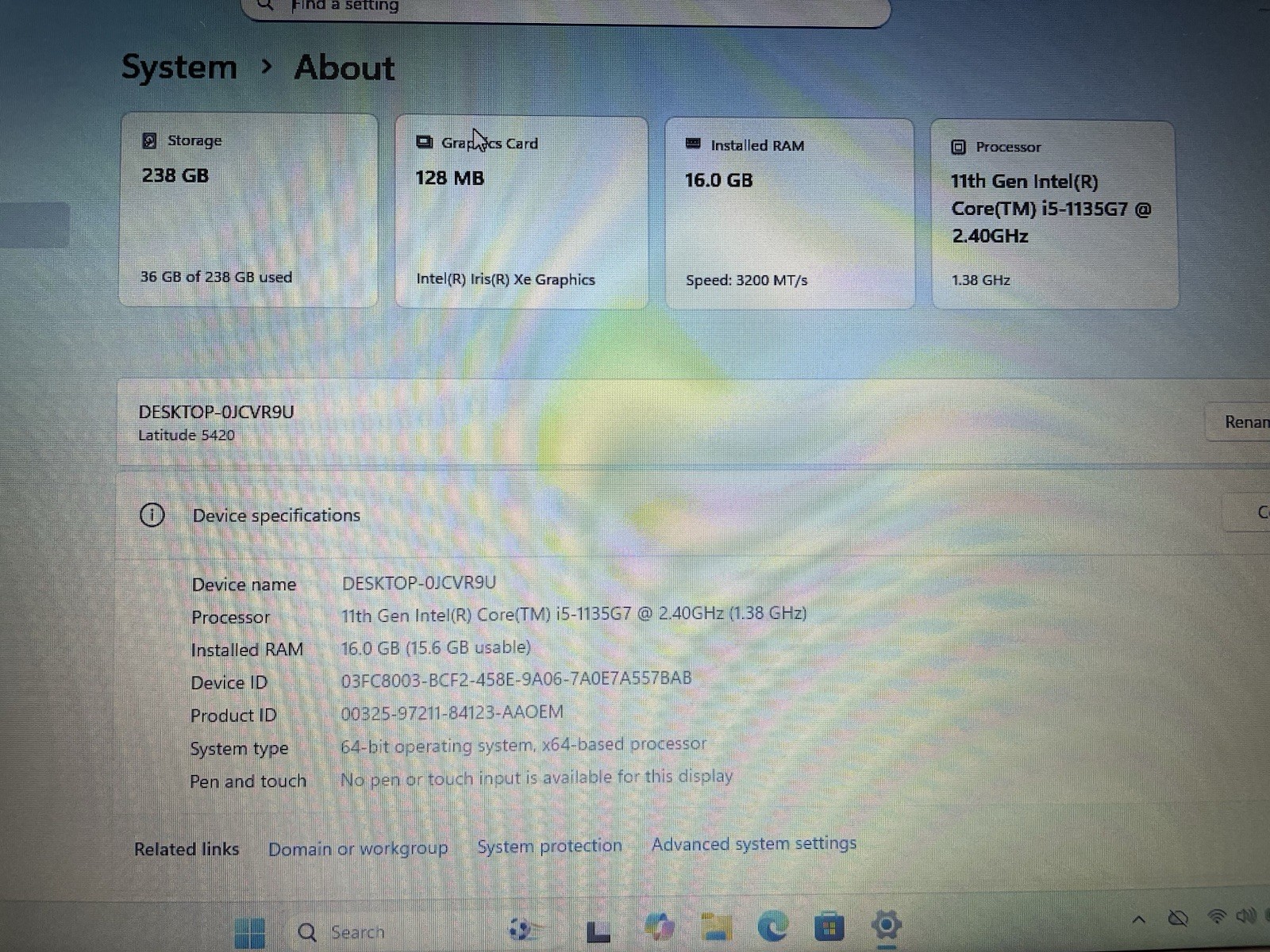 Dell Latitude 5420 256gb Nvme Win 11 Home i5-1135G7 2.40ghz 16gb RAM HDMI Webcam