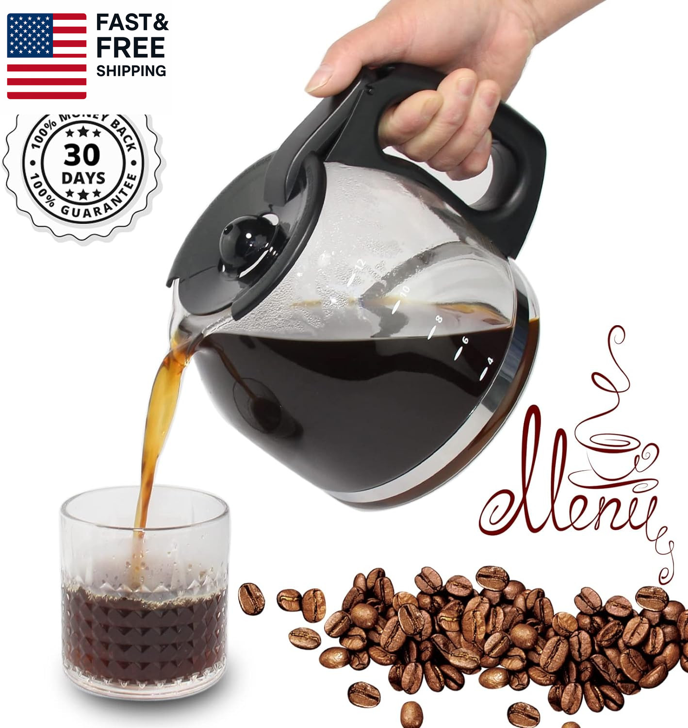 12-Cup Replacement Coffee Carafe Compatible with Mr. Coffee Coffee Maker Pot